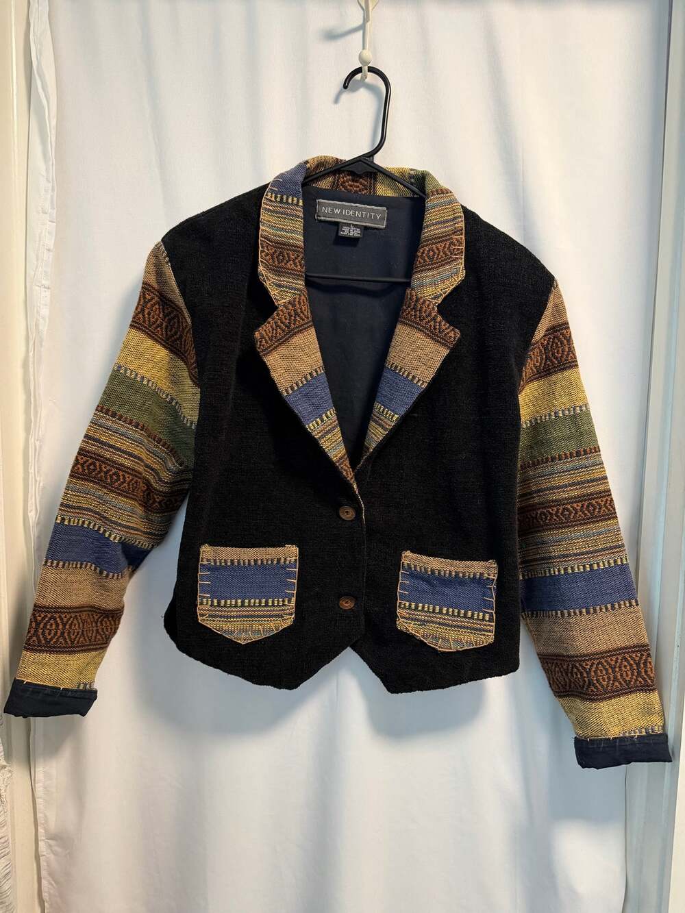 New Identity Vtg. 90s Jacquard Southwestern/boho 100% Cotton Blazer-L